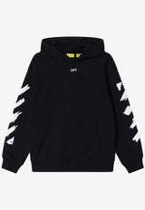 Off-White Kids Boys Diagonal Paint Print Hooded Sweatshirt Black OBBB001S26-BFLE005/S_OFFW-0001