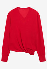 Loewe Wool Draped V-neck Sweater Red S540Y14KHDWO/S_LOEW-7100