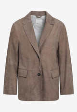'S Max Mara Single-Breasted Suede Jacket Brown SMMANFORASUE/S_MAXS-002