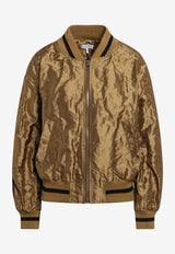 Loewe Crinkled Taffeta Zip-Up Bomber Brown S540Y02XCVPL/S_LOEW-5542