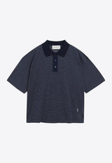 AMI PARIS Ami De Coeur Striped Polo T-shirt Blue UPL422UJE0212/S_AMI-A044