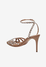 Aquazzura Tequila 85 Crystal Embellished Leather Sandals Powder TQLMIDS0NAP/S_AQUA-PWP