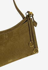 Alaïa Large Le Click East-West Shoulder Bag in Nubuck Leather Khaki AA1L2038CA214--A47