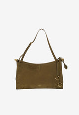 Alaïa Large Le Click East-West Shoulder Bag in Nubuck Leather Khaki AA1L2038CA214--A47