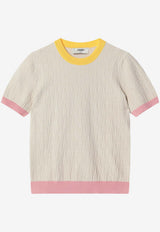 Fendi FF Jacquard Knit T-shirt Beige FZXE94AW4S/S_FENDI-F0WC4