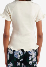 Stella McCartney Frilled Hem Ribbed T-shirt White 6J04543SQA51_9200