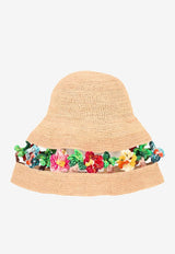 Alanui Sea Nomad Floral Appliqué Raffia Hat Sand LWLA043R26MAT001_1784