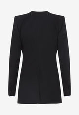 Collarless Wool-Blend Blazer