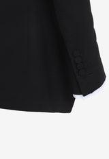 Collarless Wool-Blend Blazer