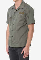 Dolce & Gabbana Logo Patch Buttoned Shirt Green G50E3T-FU5YP-N0755