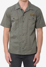Dolce & Gabbana Logo Patch Buttoned Shirt Green G50E3T-FU5YP-N0755