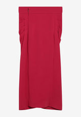 Valentino Ruched Front Slit Midi Skirt Red 8B0RAEY6A8F/S_VALE-D0Z