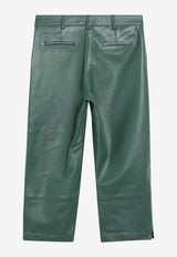 The Frankie Shop Olivet Straight-Leg Pants in Faux Leather Green PAFS21791VI/S_THE-400