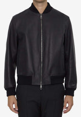 Dolce & Gabbana Leather Zip-Up Jacket Black G9BFQL-HULUG-N0000
