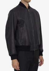 Dolce & Gabbana Leather Zip-Up Jacket Black G9BFQL-HULUG-N0000