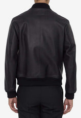 Dolce & Gabbana Leather Zip-Up Jacket Black G9BFQL-HULUG-N0000