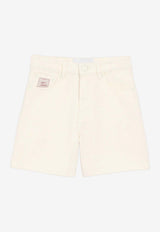 AMI PARIS Logo Patch Mini Shorts White FSO839DE0126_136