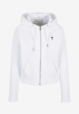 AMI PARIS Ami De Coeur Zip-Up Cropped Hoodie White FSW783730_100