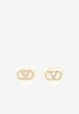 VLogo Heart-Shaped Pearl Earrings