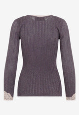 Lace-Trimmed V-neck Cardigan