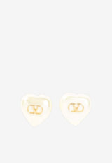 VLogo Heart-Shaped Pearl Earrings