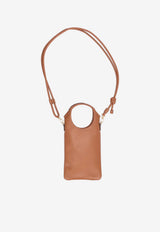 Miu Miu Logo Patch Leather Phone Holder Brown 5ZT0802CRW_F0046