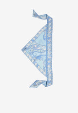 Pucci Orchidee Print Silk Triangle Scarf Light Blue 6HGB66 6HC24 2