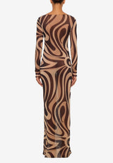 Pucci Marmo Print Sheer Maxi Dress Multicolor 6HJI37 6H769 007