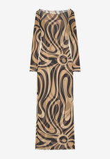 Pucci Marmo Print Sheer Maxi Dress Multicolor 6HJI37 6H769 007