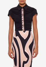 Pucci Gathered Short-Sleeved Shirt Black 6HJJ01 6H621 999