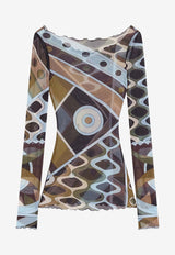 Pucci Vivara Print Tulle Blouse Multicolor 6HJM47 6H849 016