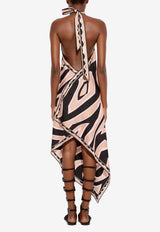 Pucci Labirinto Print Asymmetric Silk Midi Dress Multicolor 6HRH05 6H752 031