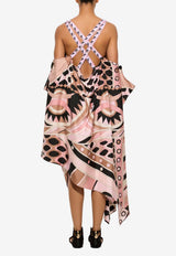 Pucci Vivara Print Silk Asymmetric Midi Dress Multicolor 6HRI01 6H841 015