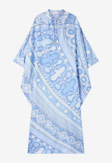 Pucci Soleil Print Maxi Silk Kaftan Dress Light Blue 6HRL76 6H862 068