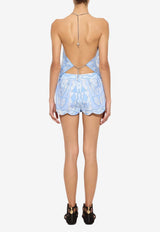 Pucci Angoli Print Asymmetric Chain Top Light Blue 6HRM30 6H890 P59
