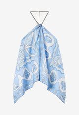 Pucci Angoli Print Asymmetric Chain Top Light Blue 6HRM30 6H890 P59