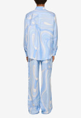Pucci Marmo Print Silk Pants Light Blue 6HRT99 6H761 005