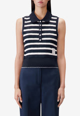 Thom Browne Striped Sleeveless Polo T-shirt Navy FJP122AJ0256_979