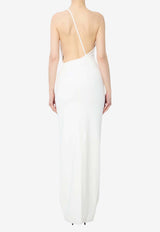 Solace London Alexandra One-Shoulder Crepe Gown White OS47008--CREAM