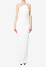 Solace London Alexandra One-Shoulder Crepe Gown White OS47008--CREAM