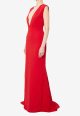 Solace London Althea Deep V-neck Crepe De Chine Gown Red OS47005--RED