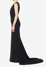 Solace London Althea Deep V-neck Crepe De Chine Gown Black OS47005--BLACK