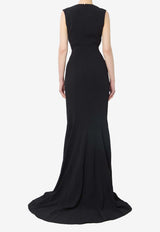 Solace London Althea Deep V-neck Crepe De Chine Gown Black OS47005--BLACK