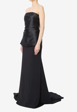Solace London Alia Satin Crepe Strapless Gown Black OS47031--BLACK