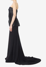 Solace London Alia Satin Crepe Strapless Gown Black OS47031--BLACK