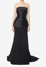 Solace London Alia Satin Crepe Strapless Gown Black OS47031--BLACK