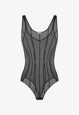 Elisabetta Franchi Tulle Micro-Mesh Bodysuit Black BO00961E2_110