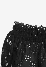 Broderie Anglaise Boat-Neck Blouse