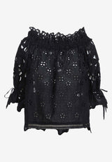 Broderie Anglaise Boat-Neck Blouse