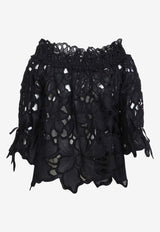 Broderie Anglaise Boat-Neck Blouse
